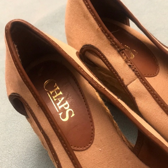 Chaps size 8B peep toe wedge heel slip on shoes - Picture 2 of 4